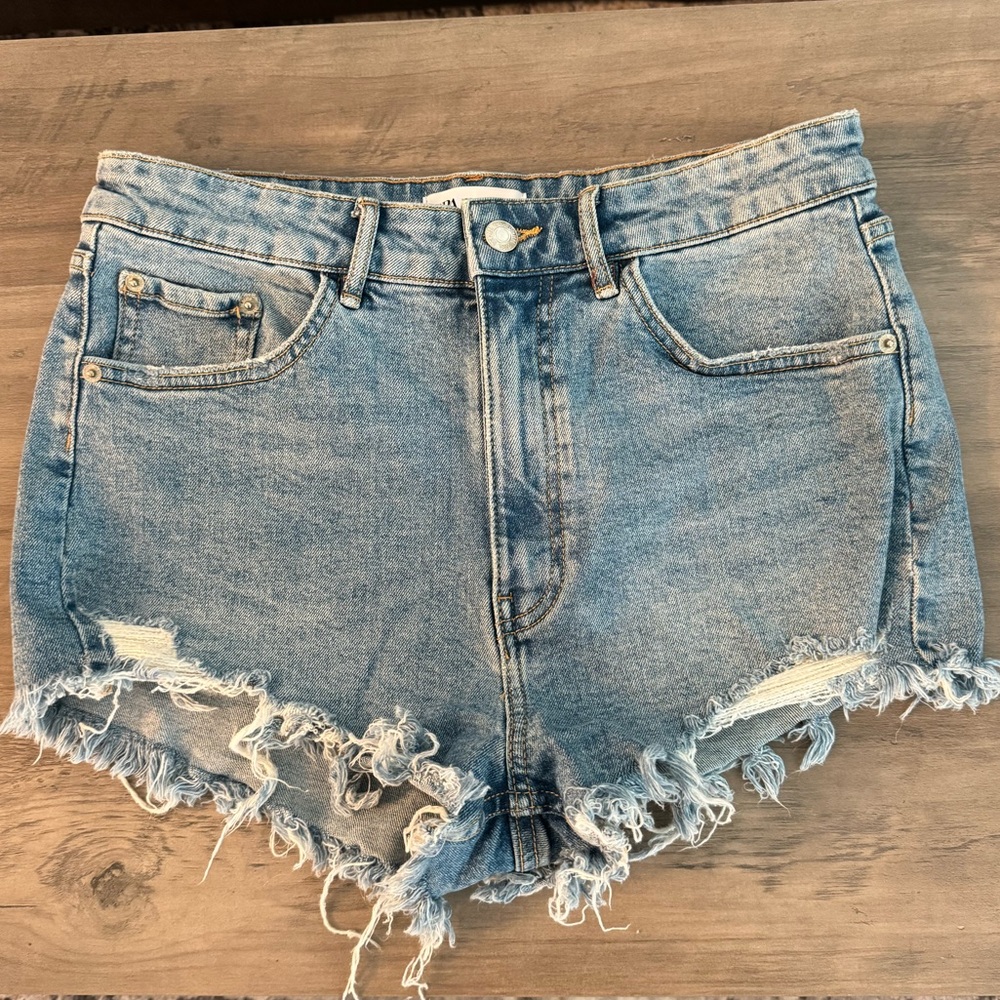 Zara Distressed Denim Shorts